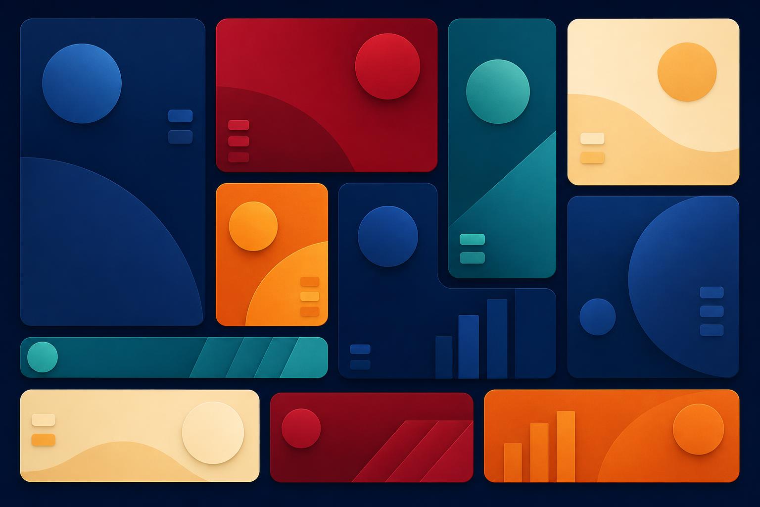 Abstract editorial illustration of chargeback reason code categories across Visa, Mastercard, Amex, and Discover card networks