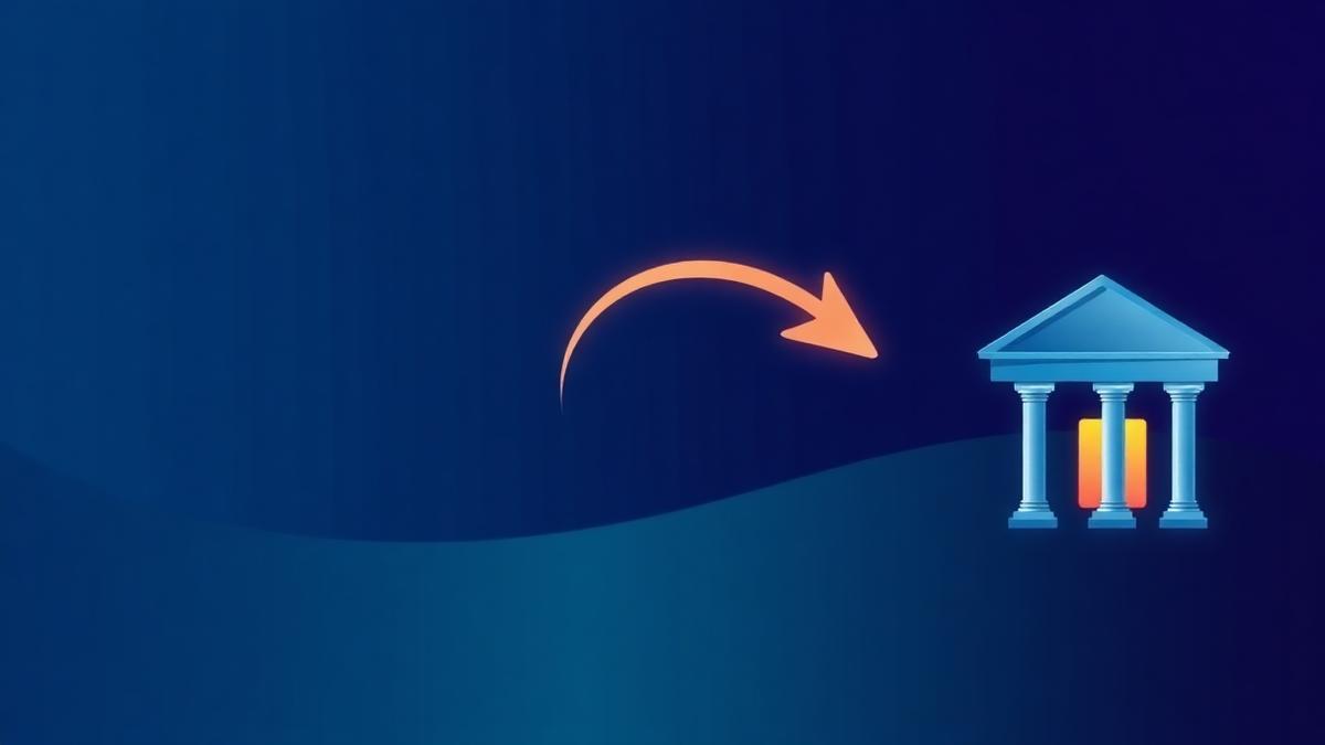 Abstract illustration of a card payment being reversed back to an issuing bank, representing a chargeback
